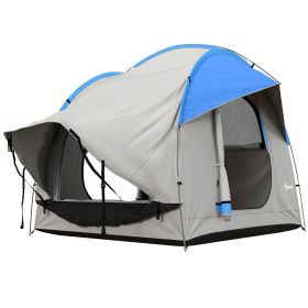 2000mm Waterproof SUV Tent, Car Tent with 3 Doors and Mesh Window, for 5-6 Person Camping Travel, Gray and Blue