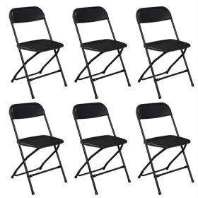 6pcs Injection Molding Classic Garden Plastic Folding Chair Black (Option: 6Pcs)