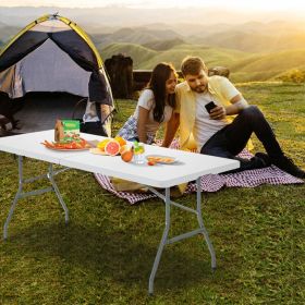 Portable Folding Camping Table with Carrying Handle for Picnic (Color: White)